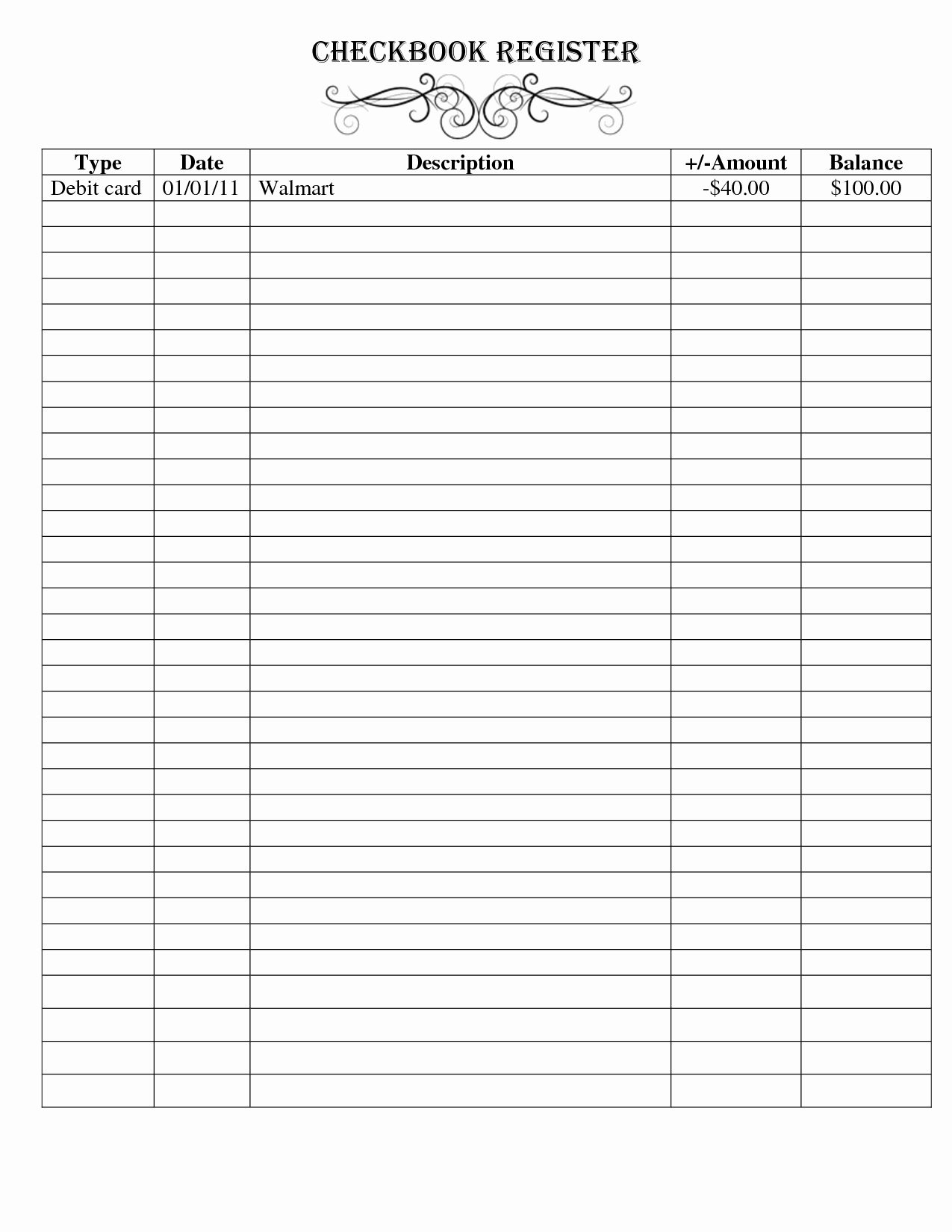 Free Printable Checkbook Register Templates …