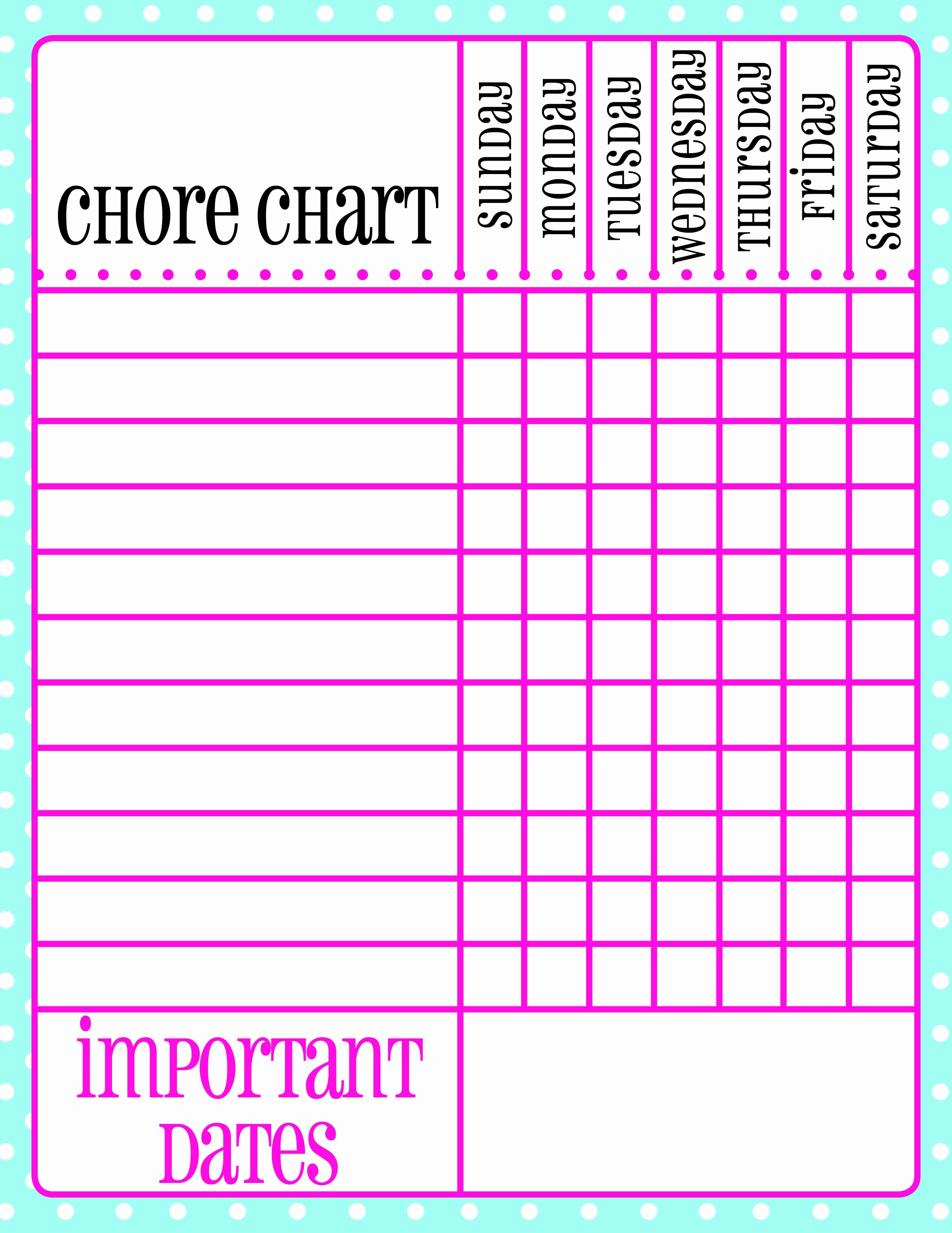 Free Printable Chore Chart – Palm Beach Print Shop