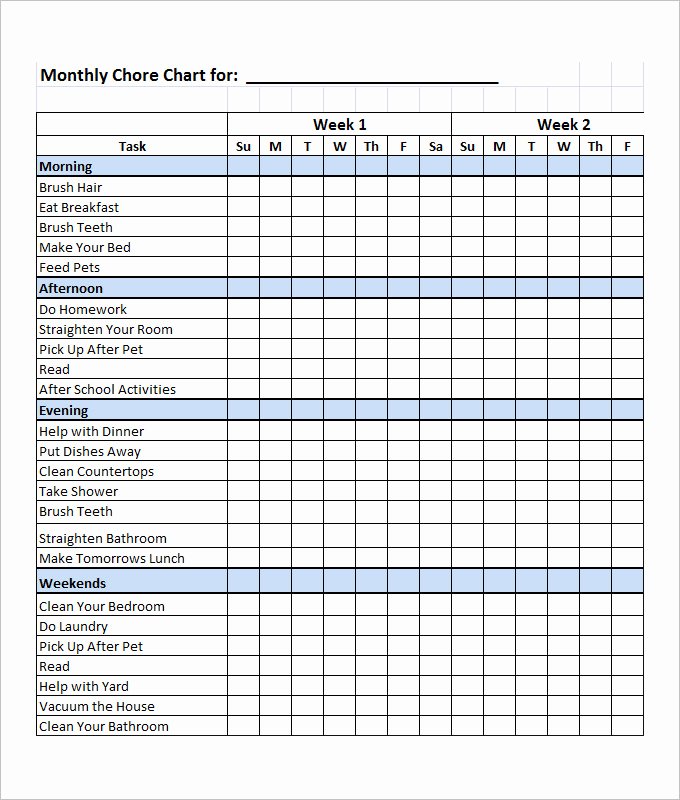Free Printable Chore Charts Blank Printable 360 Degree