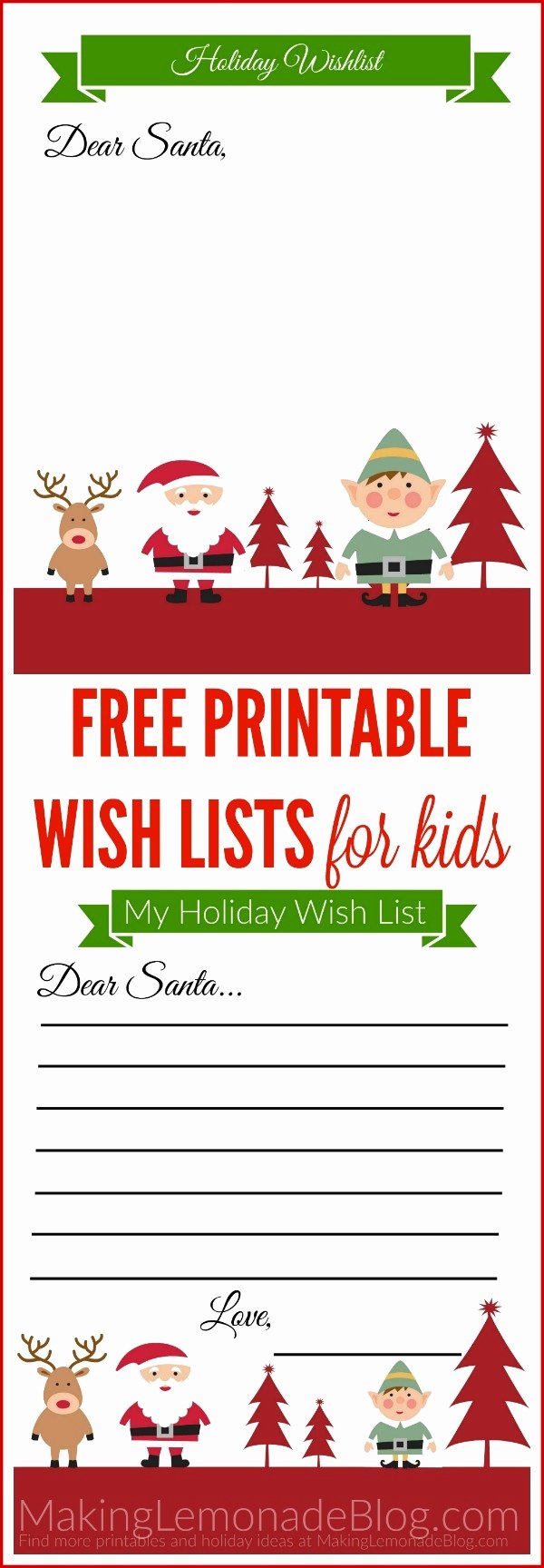 Free Printable Christmas List Template for Kids