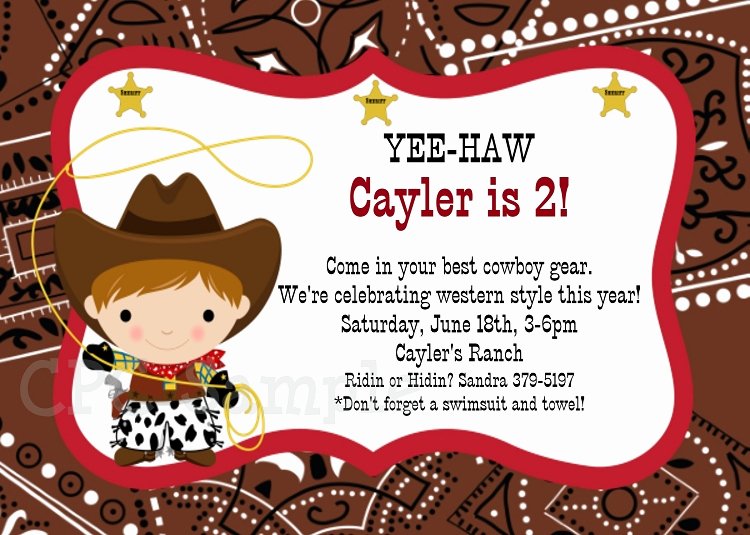 Free Printable Cowboy Birthday Invitations