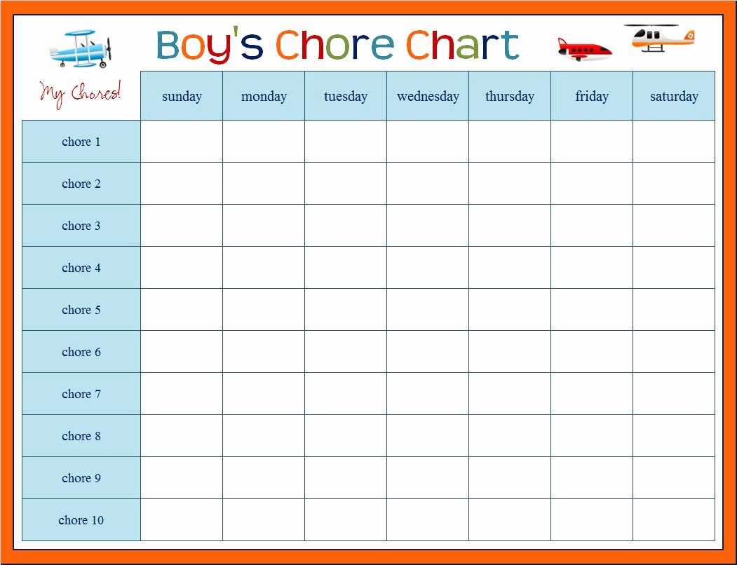 Free Printable Daily Chore Chart Template Printable 360