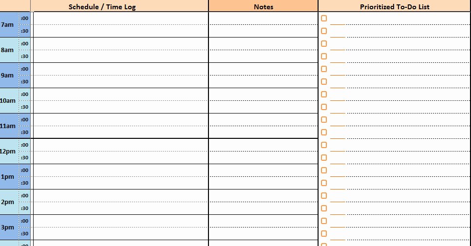 Free Printable Daily Excel Planner