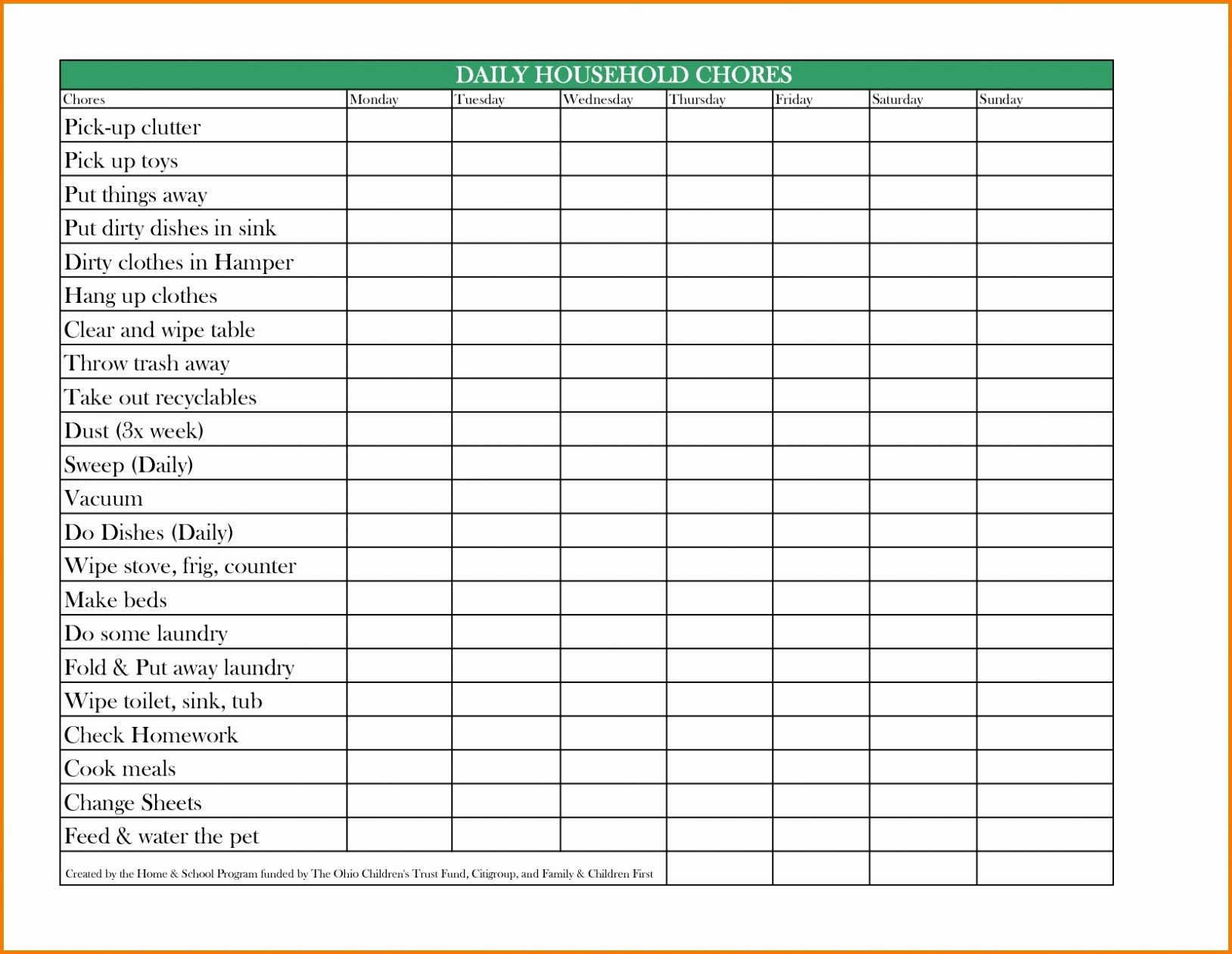 Free Printable Daily Weekly Monthly Chore Chart Template
