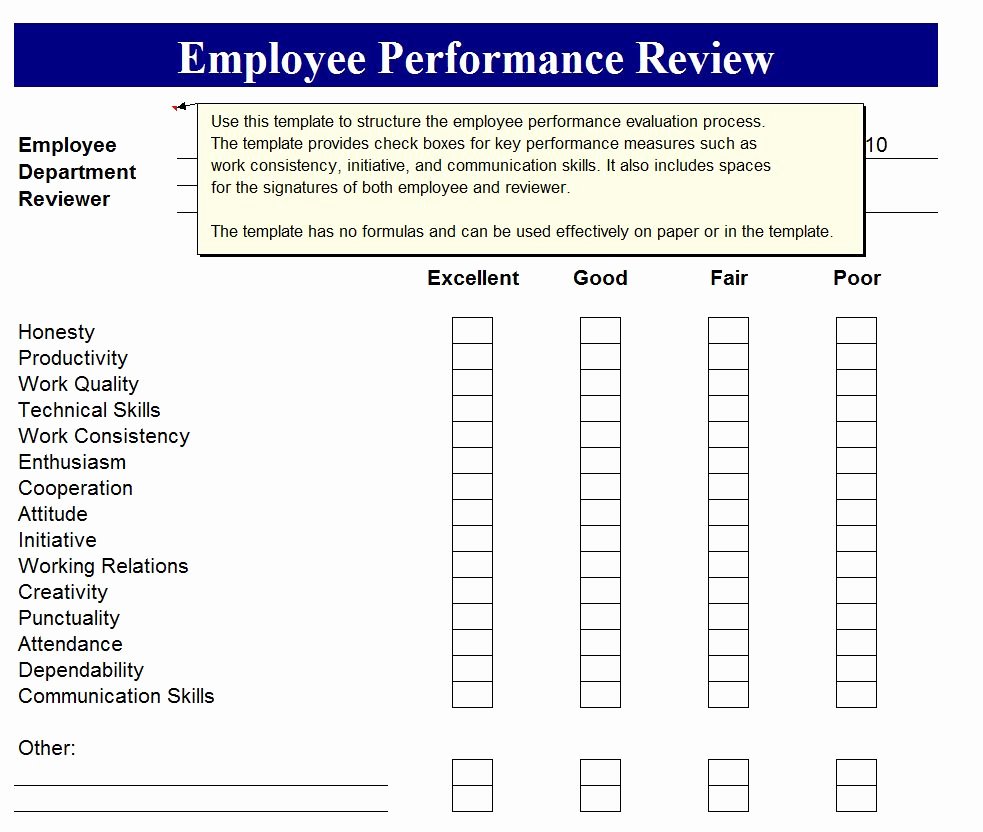 Free Printable Employee Review forms