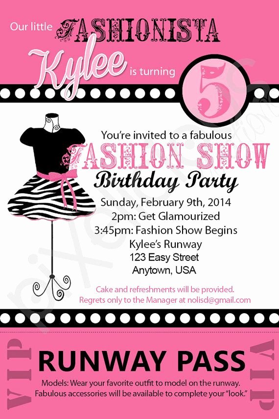 Free Printable Fashion Show Birthday Party Invitations