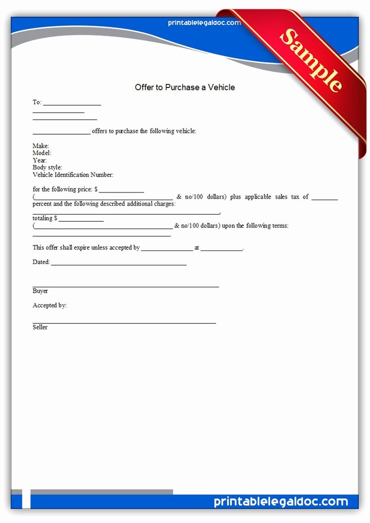 Free Printable Fer to Purchase A Vehicle Legal forms