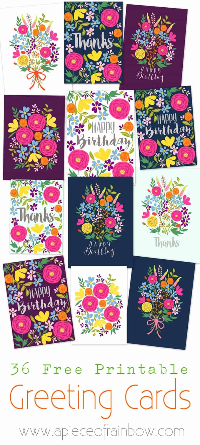 Free Printable Flower Greeting Cards A Piece Rainbow