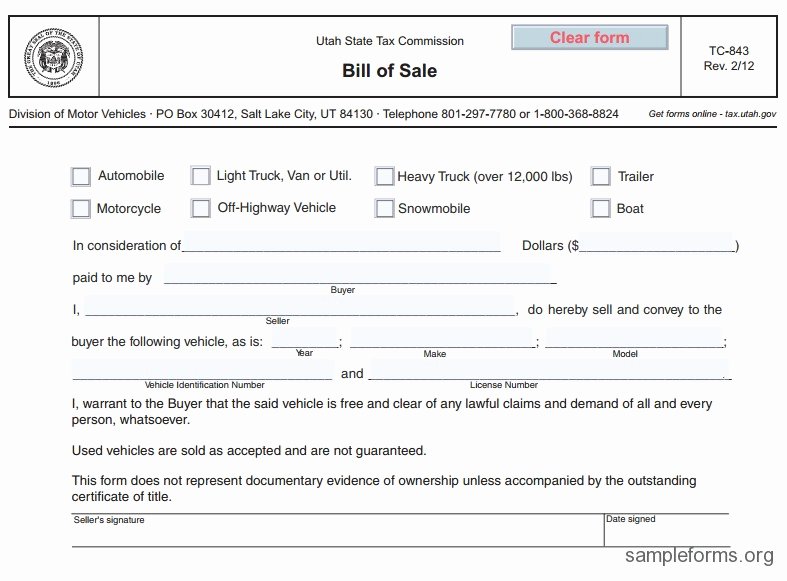 Free Printable Free Car Bill Of Sale Template form Generic