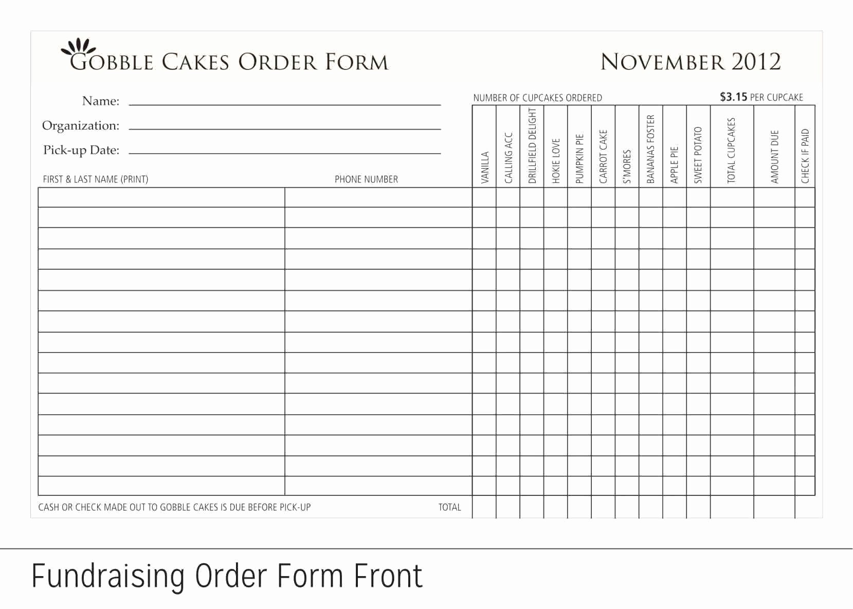 Free Printable Fundraiser order form Template Template
