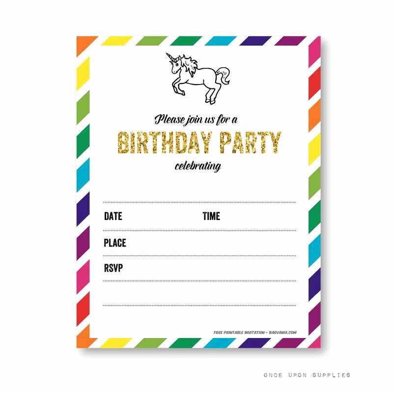Free Printable Golden Unicorn Birthday Invitation Template