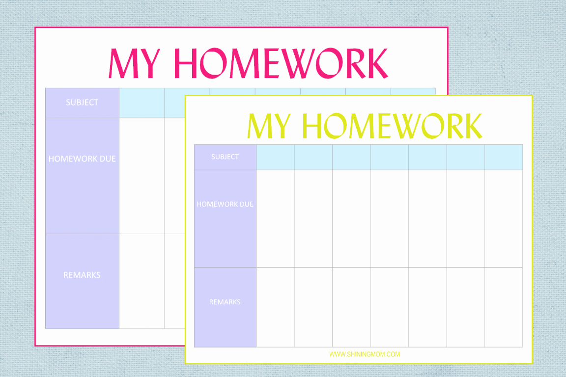 Free Printable Homework Planner
