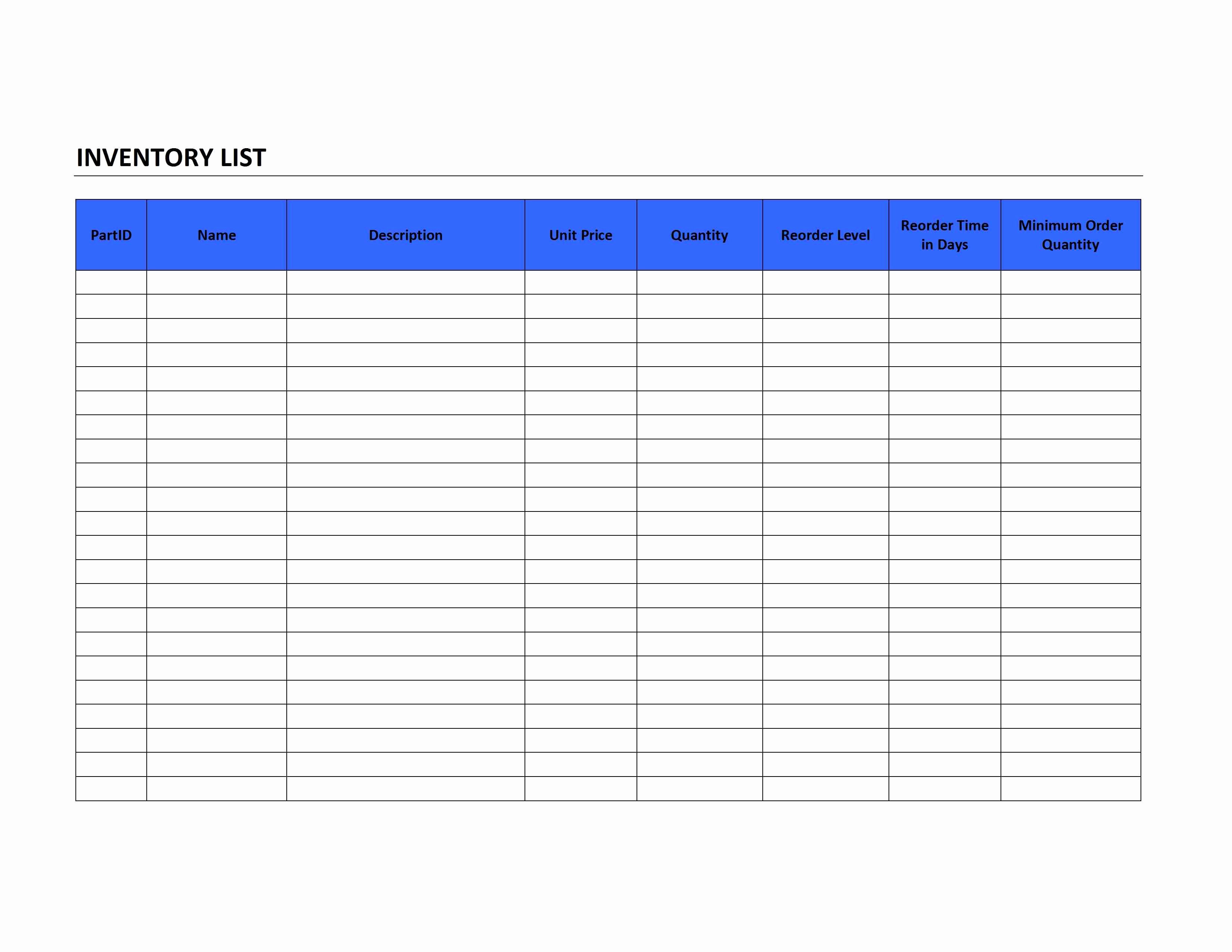 Free Printable Inventory Count Checklist Sheet Template