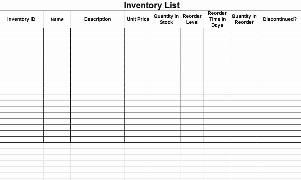 Free Printable Inventory Sheets Inventory Spreadsheet