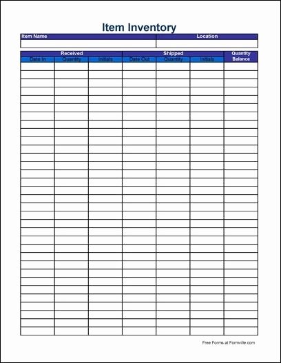 Free Printable Inventory Sheets