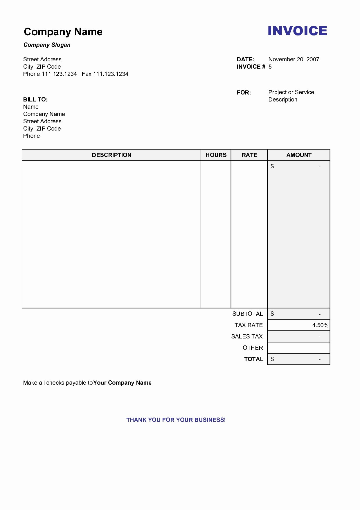 Free Printable Invoice Template Word Invoice Template Ideas