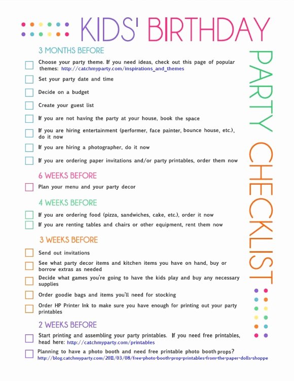 Free Printable Kids Party Planning Checklist