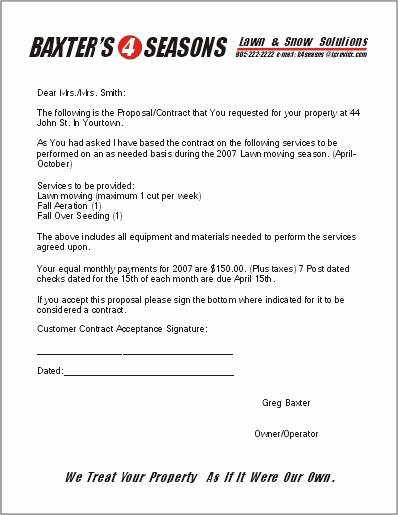 Free Printable Lawn Care Contract form Generic