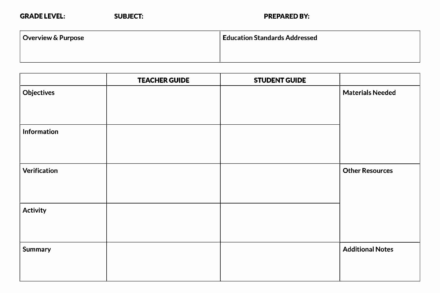 Free Printable Lesson Plan Template Word format Sample
