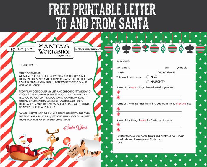 Free Printable Letter to and From Santa sohosonnet