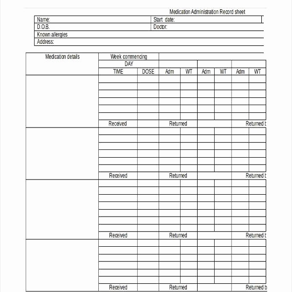 Free Printable Medication List Template Log form Weekly