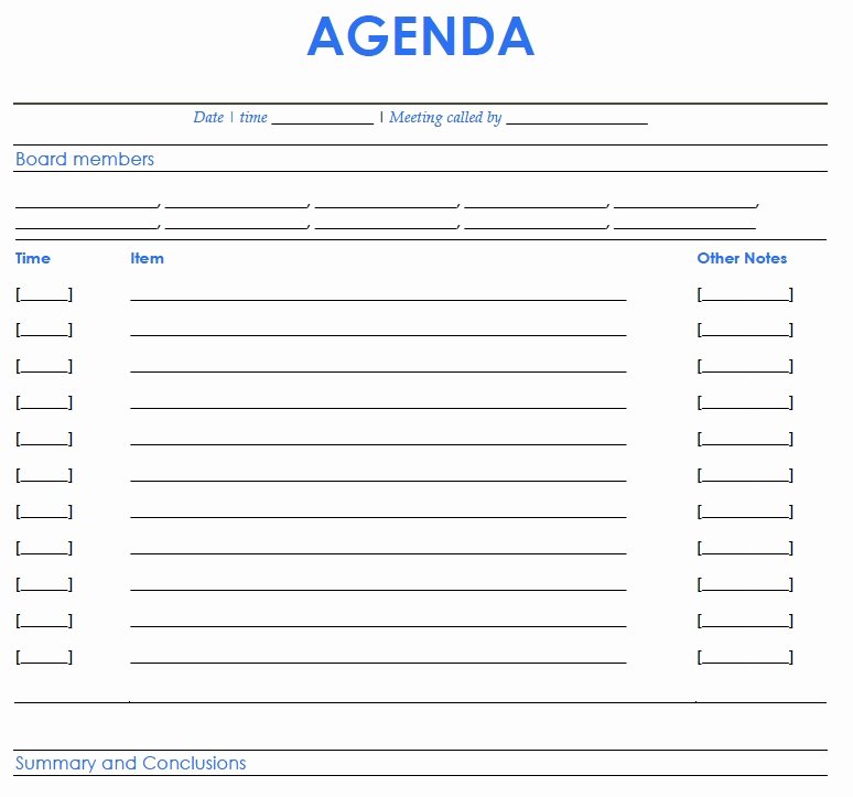 Free Printable Meeting Agenda Template Example with