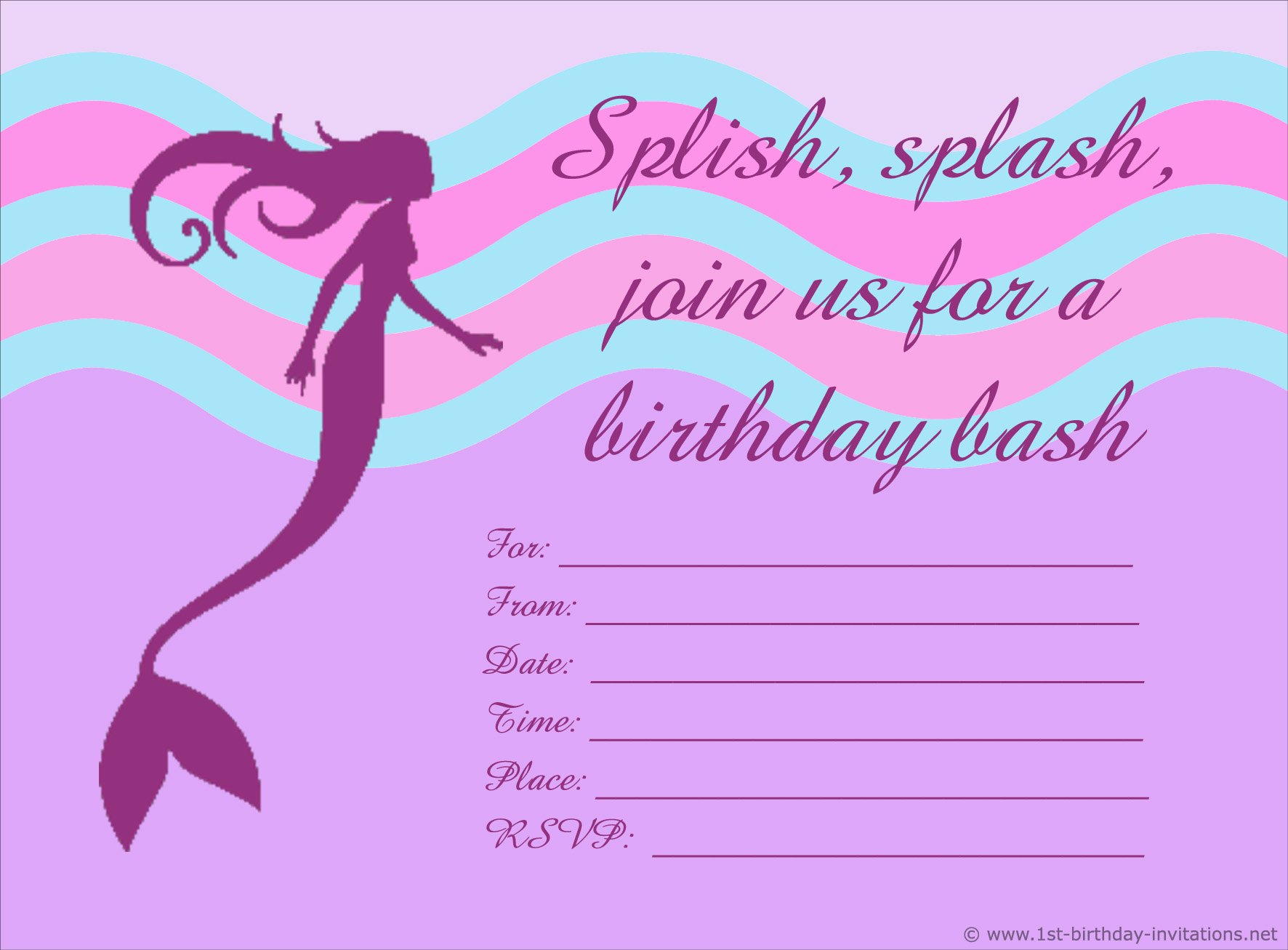 Free Printable Mermaid Birthday Invitation