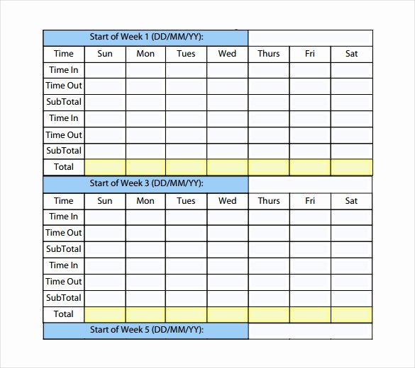 Free Printable Monthly Time Sheets 8 Best Images Of