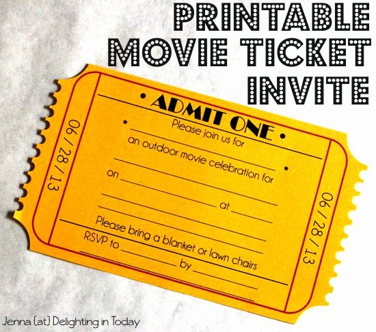 Free Printable Movie Ticket Invite Video Tutorial On