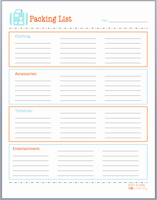 Free Printable Packing List for organized Travel and Vacation
