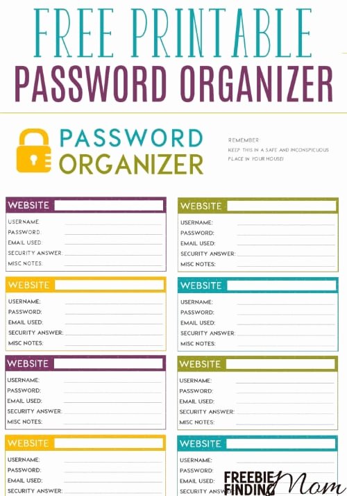 Free Printable Password organizer A K A Printable