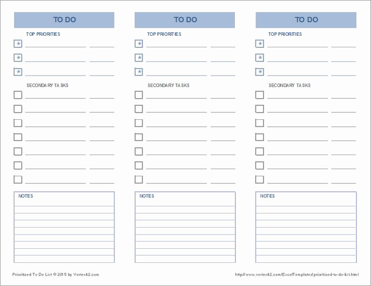 Free Printable Prioritized to Do List 3 Columns Per Page