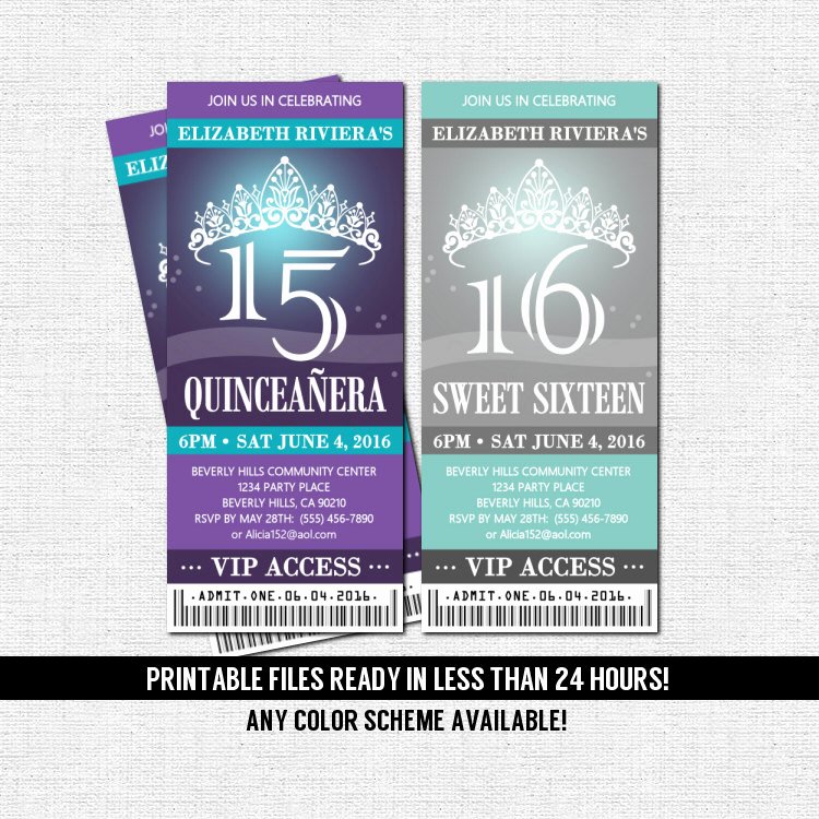 Free Printable Quinceanera Invitation Ticket