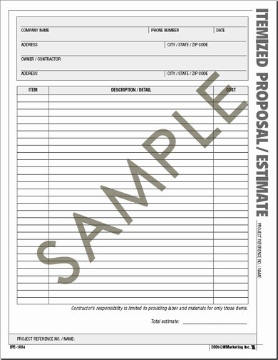 Free Printable Roofing Estimate forms