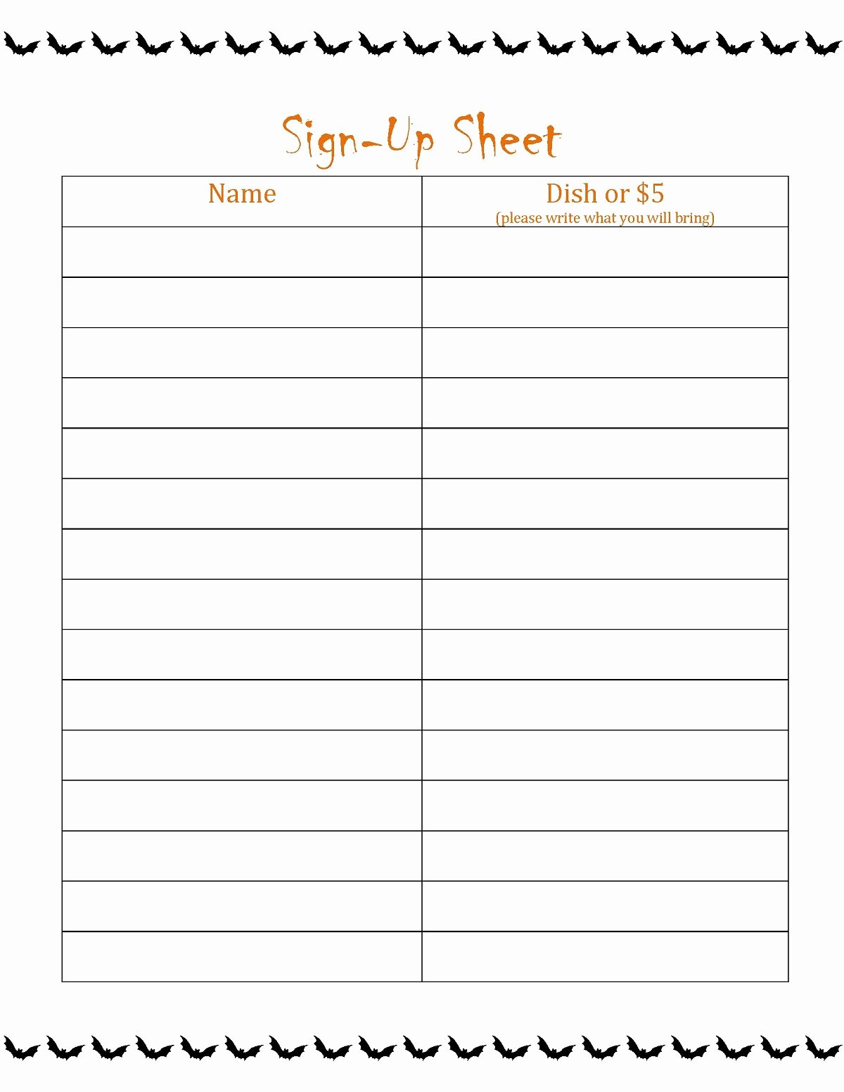 Free Printable Sign Up Sheet Printable