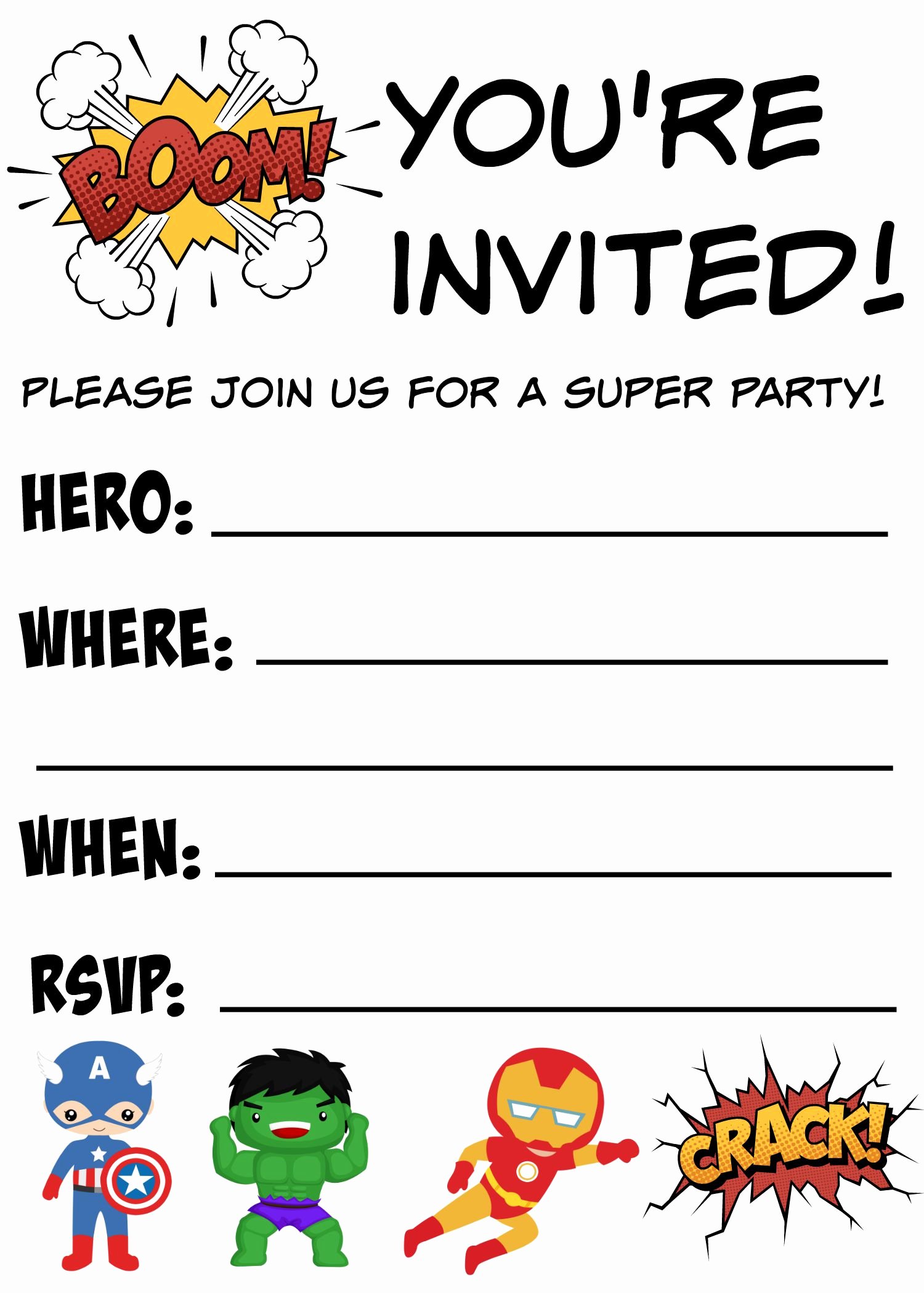 Free Printable Superhero Birthday Invitations Not Quite