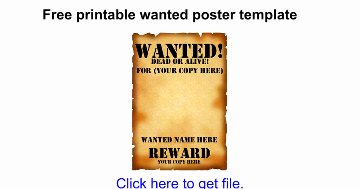 Free Printable Wanted Poster Template Google Docs