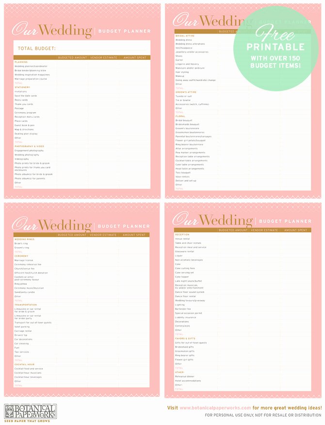 Free Printable Wedding Bud Planner Blog