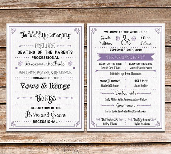 free printable wedding program