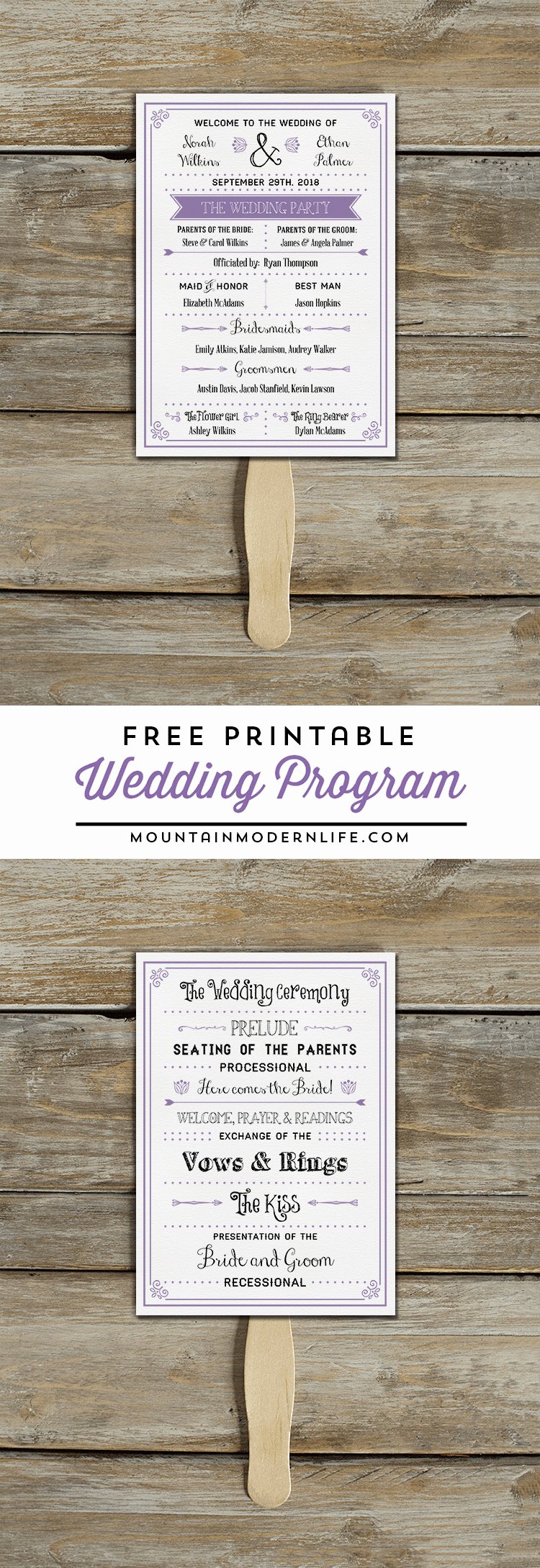 Free Printable Wedding Program