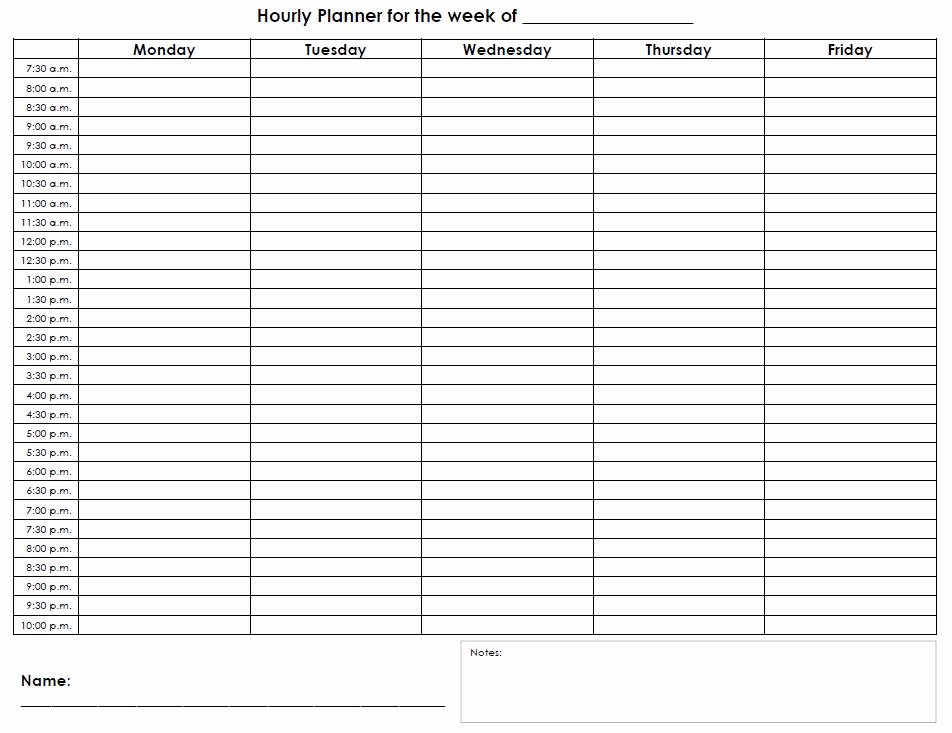 Free Printable Weekly Hourly Calendar