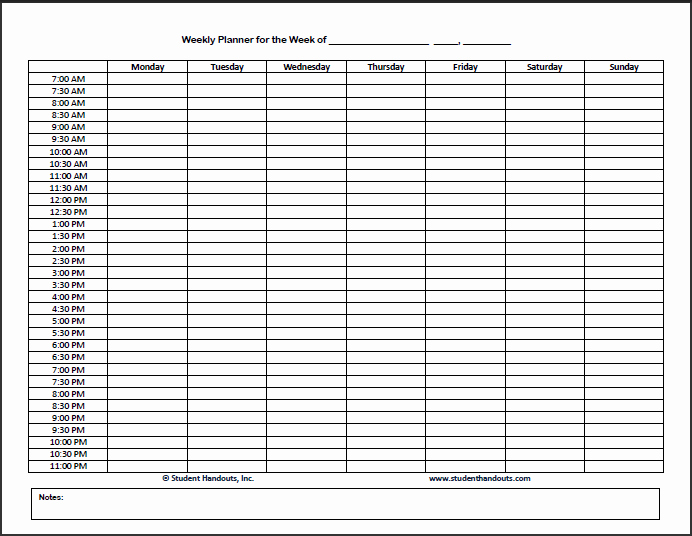 Free Printable Weekly Hourly Daily Planner