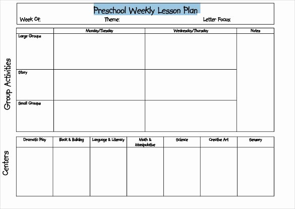 Free Printable Weekly Lesson Plan Template