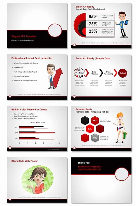 Free Professional Powerpoint Template Maroon Gray