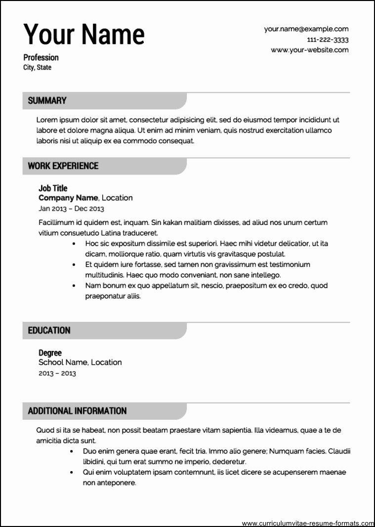 Free Professional Resume Template 2016 Free Samples