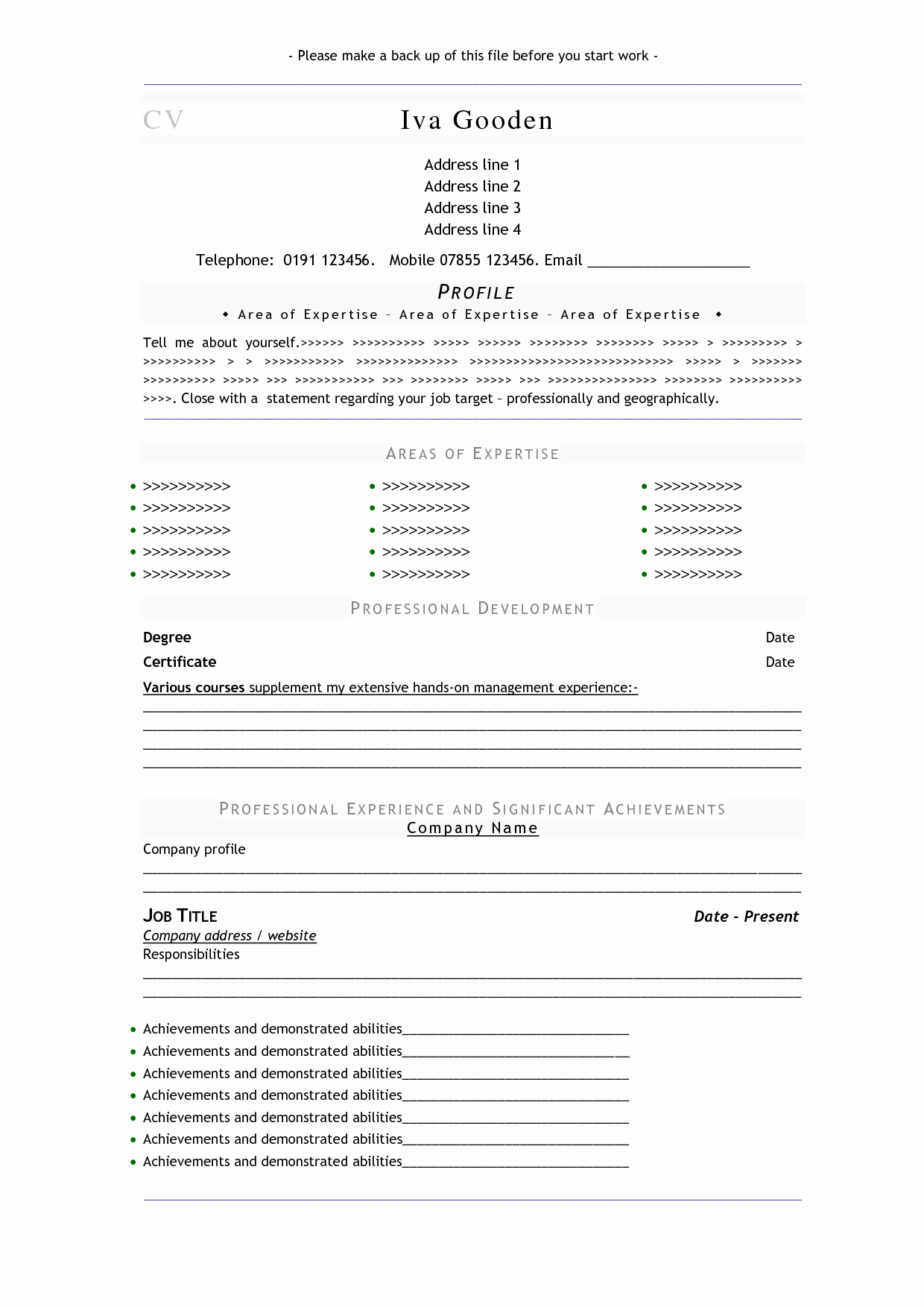 Free Professional Resume Template Downloads
