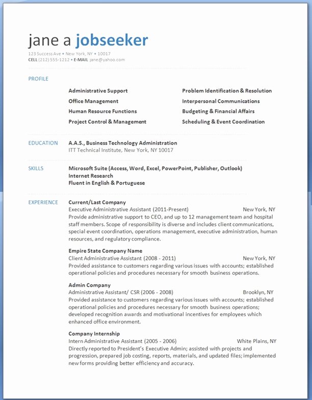 free professional resume templates