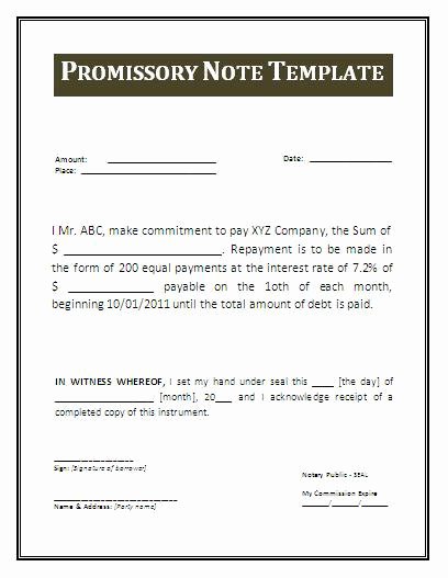 Free Promissory Note Template