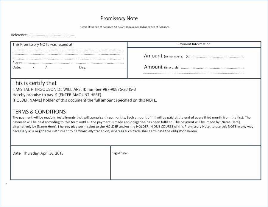 free promissory note template