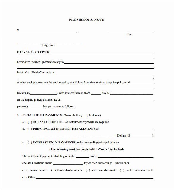 Free Promissory Note Template